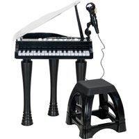 AIYAPLAY 32-Key Kids Piano Keyboard, with Stool, Lights, Microphone, Sounds, Removable Legs - Black