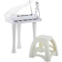 AIYAPLAY 32 Keys Kids Piano Keyboard with Stool, Lights, Microphone, Multiple Sounds, Removable Legs, Electronic Musical Instrument for Boys Girls, White