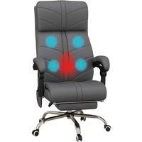 Vinsetto Massage Office Chair for Home Office, Ergonomic Computer Desk Chair with Footrest, Armrest and Reclining Back, PU Leather Chair for Adults, Grey