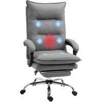 Vinsetto Vibration Massage Office Chair with Heat, Microfibre Computer Chair with Footrest, Armrest, Double Padding, Reclining Back, Grey