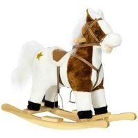 HOMCOM Rocking Horse with Music Sound, Ride On Horse with Saddle Gift for 3-6 Years Old Girl and Boy, Brown