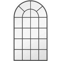 HOMCOM 110 x 62 cm Arched Decorative Wall Mirror for Bedroom Living Room, Modern Window Bathroom Mirror for Home Decor