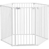 PawHut Dog Playpen, Foldable Dog Pen, Metal Rabbit Run, Pet Crate Fence with Door for Indoor and Outdoor, 90H x 123L x 102Wcm, White