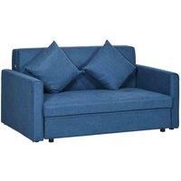 HOMCOM 2 Seater Sofa Bed, Convertible Bed Settee, Modern Fabric Loveseat Sofa Couch w/ Cushions, Hidden Storage for Guest Room, Dark Blue