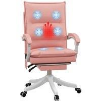 Vinsetto Vibration Massage Office Chair with Heat, Faux Leather Computer Chair with Footrest, Armrest, Reclining Back, Double-tier Padding, Pink