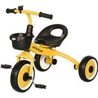 AIYAPLAY Children's Trike with Adjustable Seat, Storage Basket & Bell, Durable Tricycle for 2-5 Years, Yellow