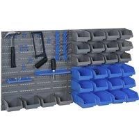 44 Pcs On-Wall Garage DIY Storage Unit with 28 Cubes 10 Hooks 2 Boards Blue