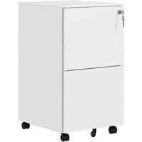 Vinsetto 2-Drawer Vertical Filing Cabinet with Lock, Steel Mobile File Cabinet with Adjustable Hanging Bar for A4, Legal and Letter Size, White