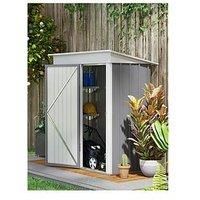 Outsunny Metal Garden Shed, Outdoor Lean-to Shed for Tool Motor Bike, with Adjustable Shelf, Lock, Gloves, 5'x3'x6', Grey