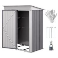 Outsunny Steel Garden Shed, Small  Lean-to Shed for Bike Tool, 5x3 ft, Grey