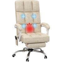 Vinsetto Executive Vibration Massage Office Chair, Microfibre Computer Chair with Armrest, 135 Reclining Back, Beige