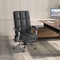 Vinsetto Executive Vibration Massage Office Chair, Microfibre Computer Chair with Armrest, 135 Reclining Back, Charcoal Grey