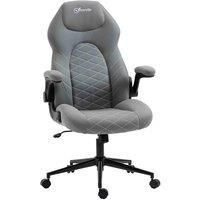 Vinsetto High-Back Home Office Chair, Height Adjustable Computer Desk Chair with Flip Up Armrests, Swivel Seat and Tilt Function, Light Grey
