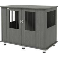 PawHut Dog Crate Table for Medium and Large Dogs with Magnetic Door for Indoor Use, 100 x 55 x 80 cm, Grey