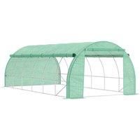 Outsunny 6 x 3 x 2 m Polytunnel Greenhouse with Roll-up Side Walls, Walk-in Grow House Tent with Steel Frame, Reinforced Cover, Zipped Door and 12 Windows for Garden, Green