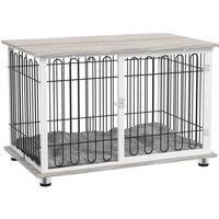 PawHut Indoor Dog Crate Furniture, Side End Table, with Soft Washable Cushion, Lockable Doors, for Big Dogs