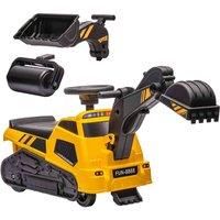 HOMCOM Ride on Tractor, 3 in 1 Ride on Excavator, Bulldozer, Road Roller, Pretend Play Construction No Power Truck with Music, for 18-48 Months - Yellow