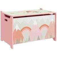 ZONEKIZ Toy Box for Girls Boys, Kids Toy Chest with Lid Safety Hinge, Cute Animal Design, Pink