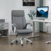 Executive Office Chair with Arm Footrest Linen Feel Fabric
