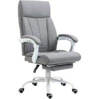 Vinsetto Executive Office Chair, Fabric Reclining Desk Chair with Foot Rest, Arm, Swivel Wheels, Adjustable Height, Grey