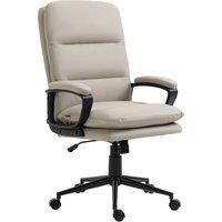 Vinsetto High Back Office Chair, PU Leather Desk Chair with Double-tier Padding, Arm, Swivel Wheels, Adjustable Height, Light Grey