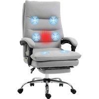 Vinsetto Vibration Massage Office Chair with Heat, Microfibre Computer Chair with Footrest, Armrest, Reclining Back, Double-tier Padding, Grey