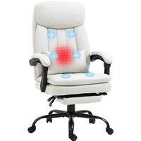 Vinsetto Microfibre Office Chair With Massage And Heat, Lumbar Pillow, White