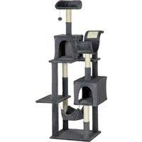 177cm Cat Tree Tower with Scratching Posts, Hammock, Cat Houses - Grey