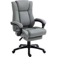 Vinsetto PU Leather Office Chair, Swivel Computer Chair with Footrest, Wheels, Adjustable Height, Grey