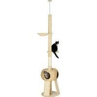 255cm Tall Cat Tree Tower w/ Scratching Posts, House, Hammock, Platform, Beige
