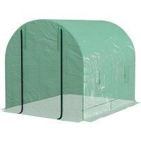 Outsunny 2.5 x 2m Walk-In Polytunnel Greenhouse, with Steel Frame, PE Cover, Roll-Up Door and 4 Windows, Green