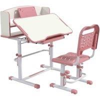 Zonekiz Zonekiz Height Adjustable Kids Desk And Chair Set With Drawer Bookshelf Pink