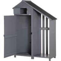 Outsunny Garden Outdoor Storage Shed Outdoor Tool Shed with 3 Shelves and Tilt Roof, 129x51.5x180cm, Grey