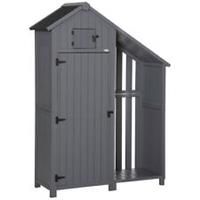 Outsunny  Fir Garden Storage Shed With Shelves Log Rack, For Garden Tools