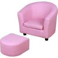 HOMCOM Kids Toddler Sofa Children's Armchair Footstool with Thick Padding, Anti-skid Foot Pads, 30 x 28 x 21cm, Pink