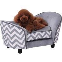 PawHut Dog Sofa Pet Couch for XS Dogs with Removable Sponge Padded Cushion Grey