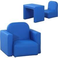 HOMCOM 2 In 1 Toddler Sofa Chair, 48 x 44 x 41 cm, for Game Relax Playroom, Blue