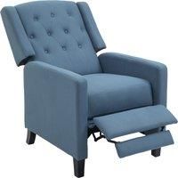 HOMCOM Wingback Recliner Chair for Home Theater, Button Tufted Microfibre Cloth Reclining Armchair with Leg Rest, Deep Blue