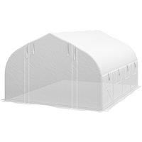 4 x 3(m) Polytunnel Greenhouse with Roll Up Sidewalls, Mesh Door, Plant Labels