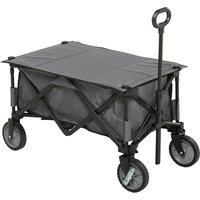 Outsunny Garden Trolley, Cargo Traile on Wheels, Folding Collapsible Camping Trolley, Outdoor Utility Wagon, Dark Grey