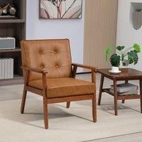 HOMCOM Accent Chair Pu Leather Armchair w/ Armrests For Living Room Brown, Brown