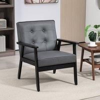 HOMCOM Accent Chair PU Leather Armchair w/ Armrests - Grey