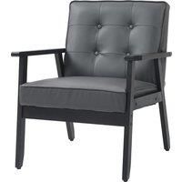HOMCOM Accent Chair, PU Leather Armchair, Occasional Chair with Beech Wood Frame for Living Room Reception Bedroom Balcony, Grey and Black