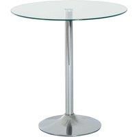 Metal Round Dining Table Bistro Pub Counter with Tempered Glass Top