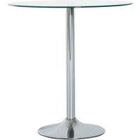 HOMCOM Round Dining Table, Modern Dining Room Table with Tempered Glass Top, Steel Base, Space Saving Small Bar Table