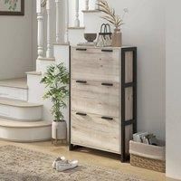 3 Drawer Shoe Cabinet 18 Pairs Shoe Storage Cupboard with 3 Flip Doors