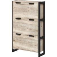 HOMCOM Shoe Storage Cabinet with 3 Flip Drawers Adjustable Shelf 18 Pairs Narrow Shoe Cupboard for Entryway Natural Wood-effect