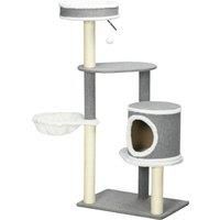 PawHut Cat Tree for Indoor Cats, Cat Tower with Scratching Posts, Multi-level Kitten Climbing Tower, 124cm