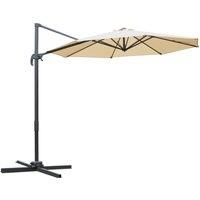 Outsunny 3(m) Patio Offset Parasol Roma Umbrella Cantilever Hanging Sun Shade Canopy Shelter 360 Rotation with Cross Base - Beige