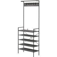 HOMCOM Kitchen Bakers Rack, Microwave Stand, Coffee Bar with 5 Shelves and 5 Hooks for Dining Room, Shoe Racks for Entryway